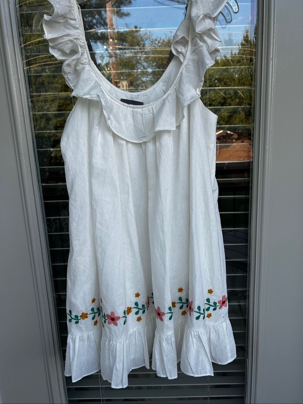 NWT Hudson Gray Baby Doll Cotton Mini Dress White Embroidered L - Picture 3 of 11